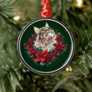 Frohe Weihnachten Maine Coon Katze Ornament Aus Metall