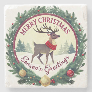 Frohe Weihnachten –Majestätisches Winterren 🦌 Steinuntersetzer