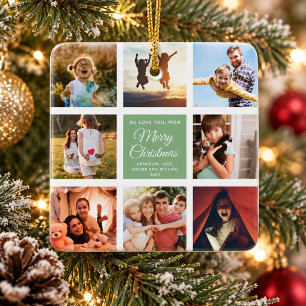 Frohe Weihnachten Mama Dusty Green Chic Fotocollag Keramikornament