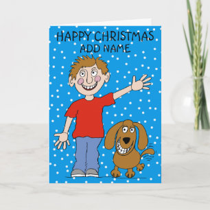 Frohe Weihnachten Mann und Hund Karte