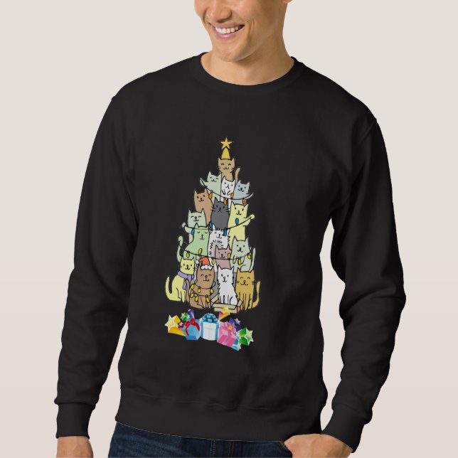 Frohe Weihnachten Männer Frauen Kinder Funny Cat C Sweatshirt (Vorderseite)