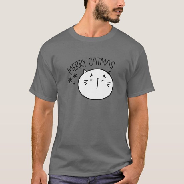 Frohe Weihnachten Männer Frauen Kinder Funny Cat W T-Shirt (Vorderseite)