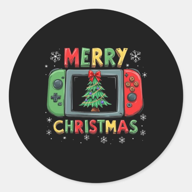 Frohe Weihnachten Männer Jungs Kinder Gaming Gamer Runder Aufkleber (Vorderseite)