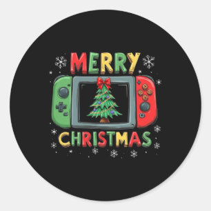Frohe Weihnachten Männer Jungs Kinder Gaming Gamer Runder Aufkleber