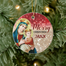 Frohe Weihnachten | Maria Jungfrau | Keramikschmuc