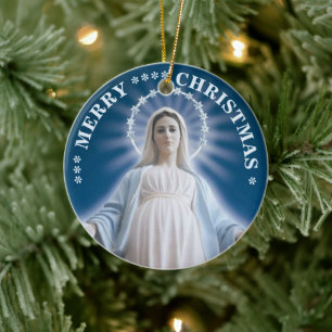 Frohe Weihnachten   Maria Jungfrau   Keramikschmuc Keramik Ornament