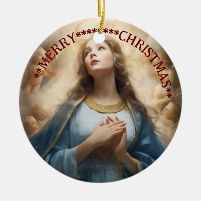 Frohe Weihnachten | Mary Jungfrau | KERAMIK Keramik Ornament (Vorne)