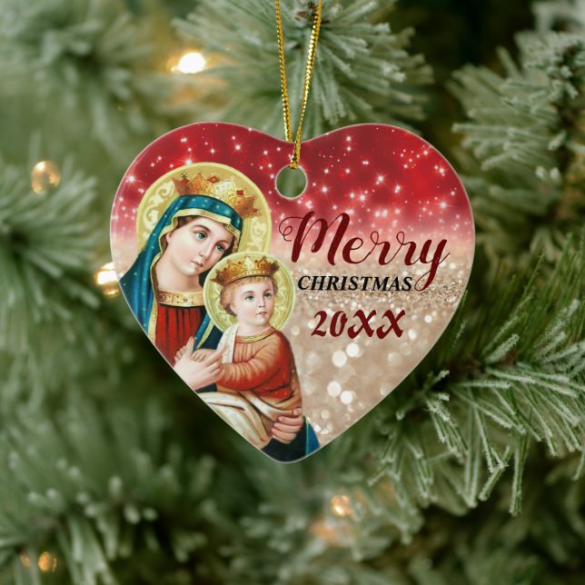 Frohe Weihnachten | Mary Jungfrau | KERAMIK Keramik Ornament (Baum)
