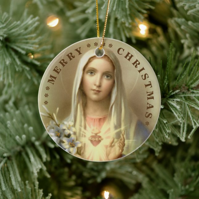 Frohe Weihnachten | Mary Jungfrau | KERAMIK Ornament (Baum)
