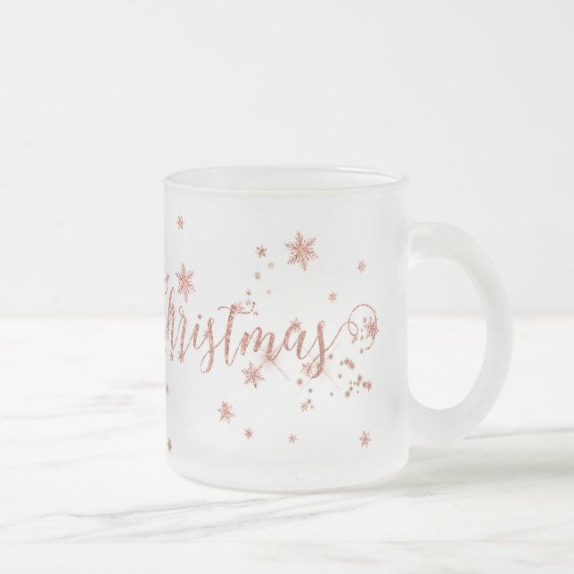 Frohe Weihnachten Mattiert Rosa Rose Gold Mattglastasse (Rechts)