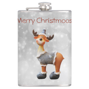 Frohe Weihnachten Maus mit Hut Flachmann