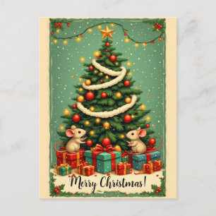 Frohe Weihnachten Mäuse viktorianischer Baum Gesch
