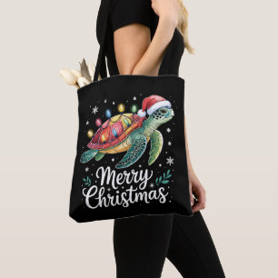 Frohe Weihnachten Meeresschildkröte Weihnachtsmann Tasche
