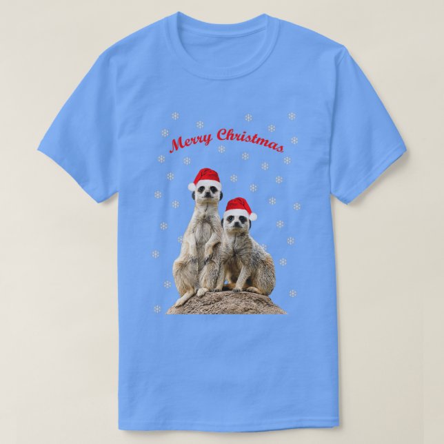 Frohe Weihnachten Meerkats T-Shirt (Design vorne)