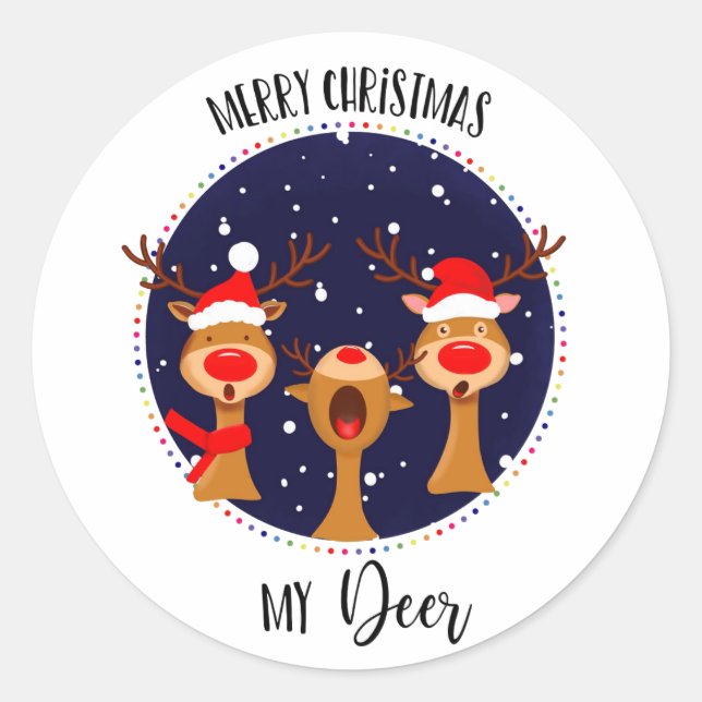 Frohe Weihnachten mein Freund Rentiercard Freund L Runder Aufkleber (Vorderseite)
