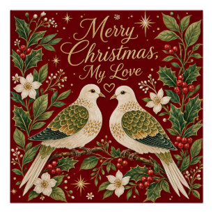 Frohe Weihnachten, meine Liebe, Turteltauben, Stec Poster