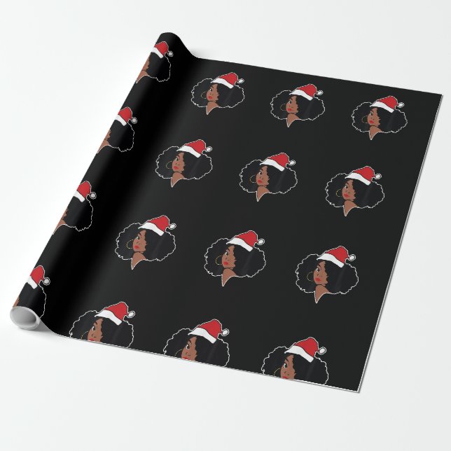 Frohe Weihnachten Melanin Black African American S Geschenkpapier (Ungerollt)