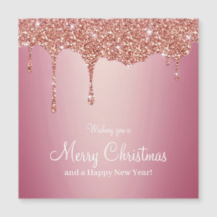 Frohe Weihnachten Melting Girly Pink Glitzern Magnetkarte