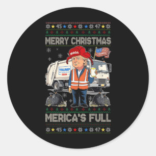 Frohe Weihnachten Mericas volle lustige Trump-Weih Runder Aufkleber