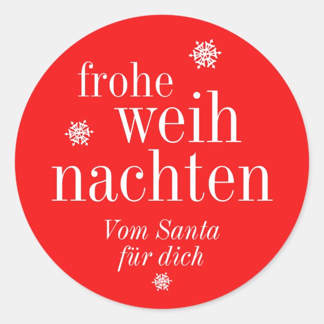 Frohe Weihnachten Merry Christmas German  Runder Aufkleber (Vorderseite)