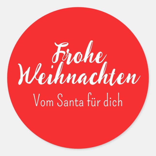 Frohe Weihnachten Merry Christmas in German  Runder Aufkleber (Vorderseite)