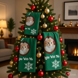 Frohe Weihnachten Miauen Foto Badehandtuch anpasse Badhandtuch Set