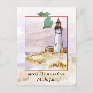 Frohe Weihnachten Michigan Leuchtturm Winterschnee