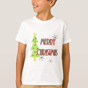 frohe weihnachten mid century modern baum rot blau T-Shirt