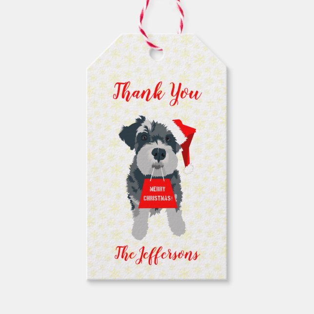 Frohe Weihnachten Mini Schnauzer Dog Weihnachtsman Geschenkanhänger (Vorderseite)