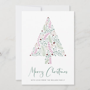 Frohe Weihnachten Minimal Moderne rosa Grüne Bäume