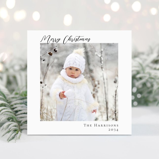 Frohe Weihnachten Minimal Modernes Foto (Share the love and warmth of the season with your personalized photo Christmas card)