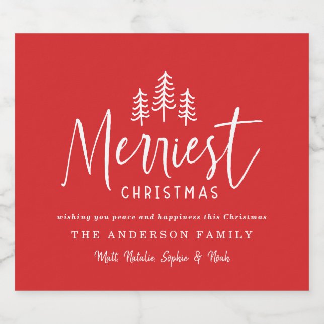 Frohe Weihnachten minimalen Wald Weihnachten Weihn (Einzelnes Label)