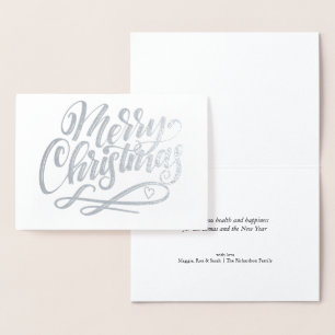 Frohe Weihnachten Minimalist Luxus Silber Folienkarte