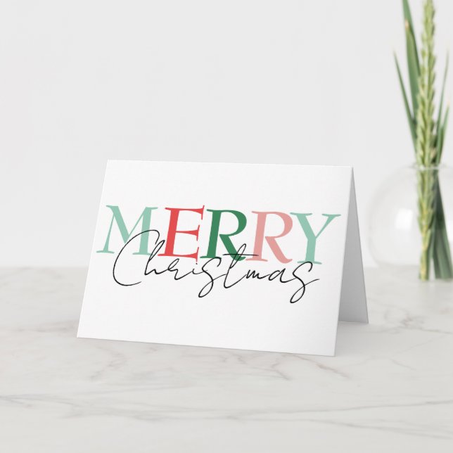 Frohe Weihnachten Minimalistisch farbenfroh einfac Karte (Vorderseite)