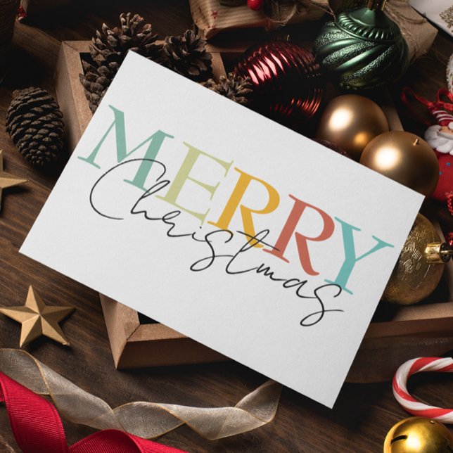 Frohe Weihnachten Minimalistisch farbenfroh einfac Karte (Von Creator hochgeladen)