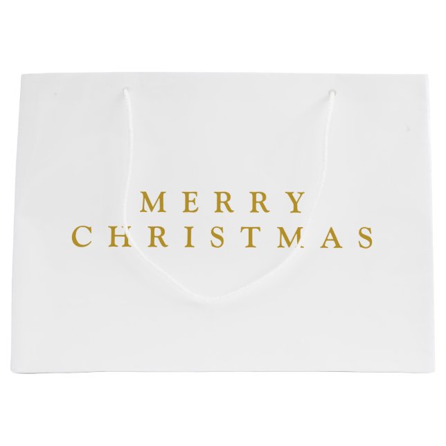 Frohe Weihnachten Minimalistisch Golden Yellow Große Geschenktüte (Vorderseite)