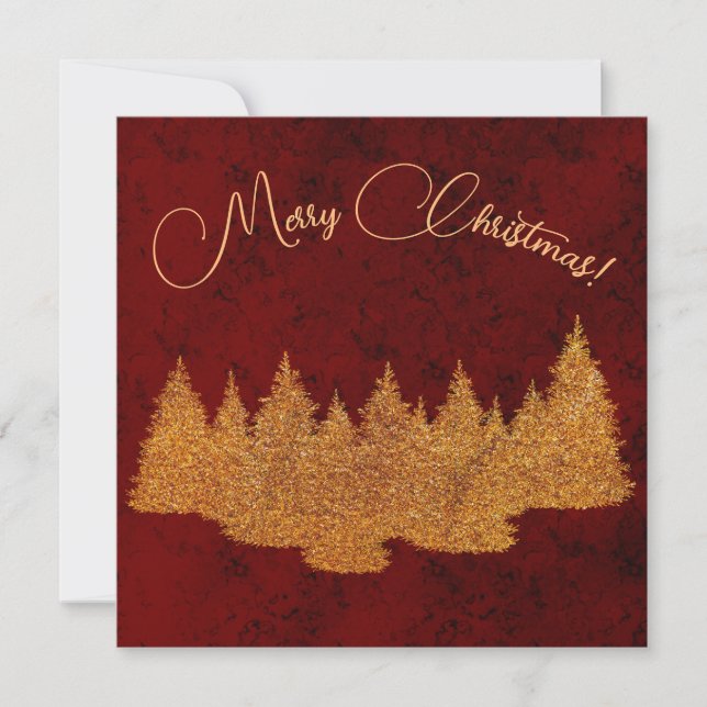Frohe Weihnachten - minimalistisch - goldene Tanne Einladung (Vorderseite)