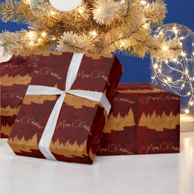 Frohe Weihnachten - minimalistisch - goldene Tanne Geschenkpapier (Feiertage)