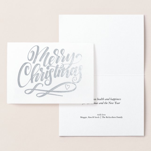 Frohe Weihnachten Minimalistisch Luxus Silver Folienkarte (Anzeige)