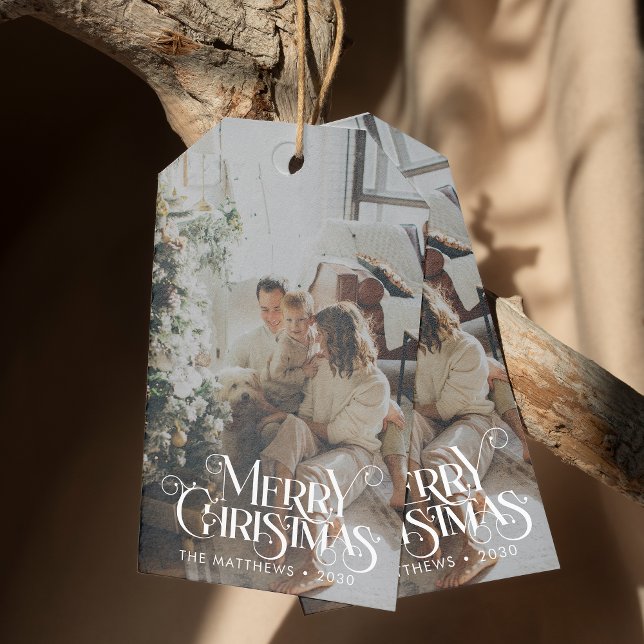 Frohe Weihnachten Minimalistisch Spaß Typografie F Geschenkanhänger (Von Creator hochgeladen)