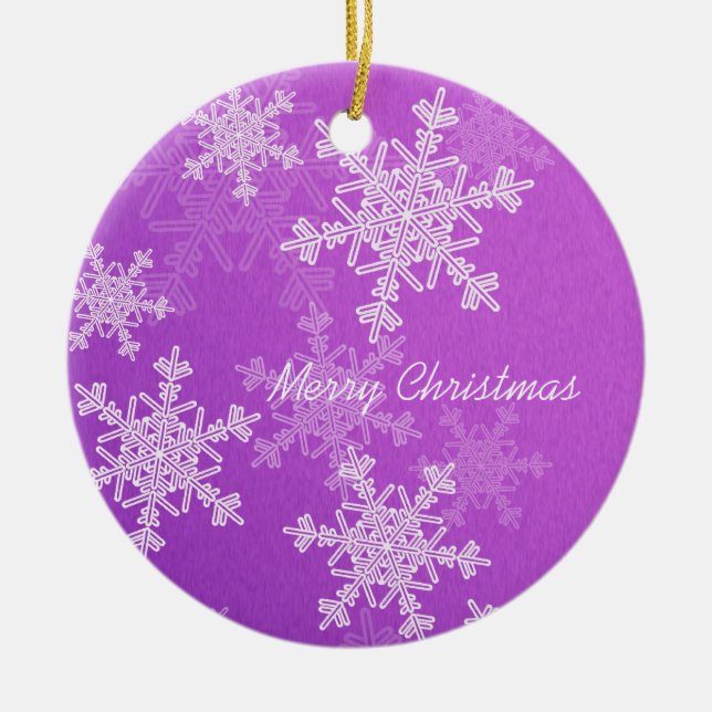 Frohe Weihnachten Minimalistische Lila Schneeflock Keramikornament (Vorne)