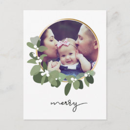 Frohe Weihnachten Minimalistischen Kranz-Foto Postkarte