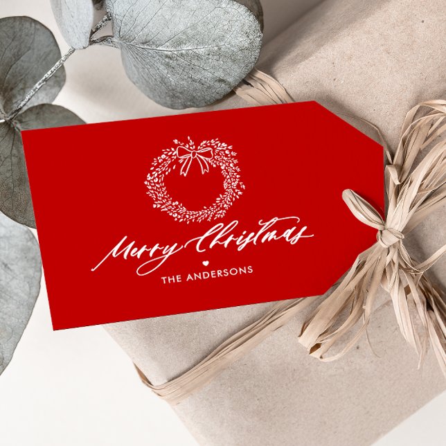 Frohe Weihnachten Minimalistischen Kranz Personali Geschenkanhänger (Von Creator hochgeladen)