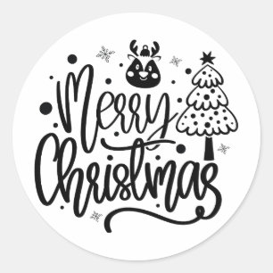 Frohe Weihnachten Minimalistischer Feiertag Runder Aufkleber
