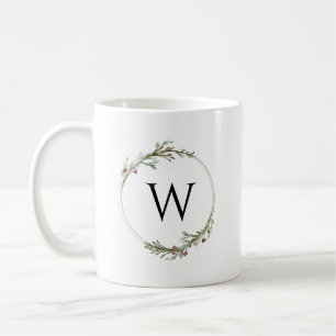 Frohe Weihnachten Minimalistischer Kranz Monogramm Kaffeetasse