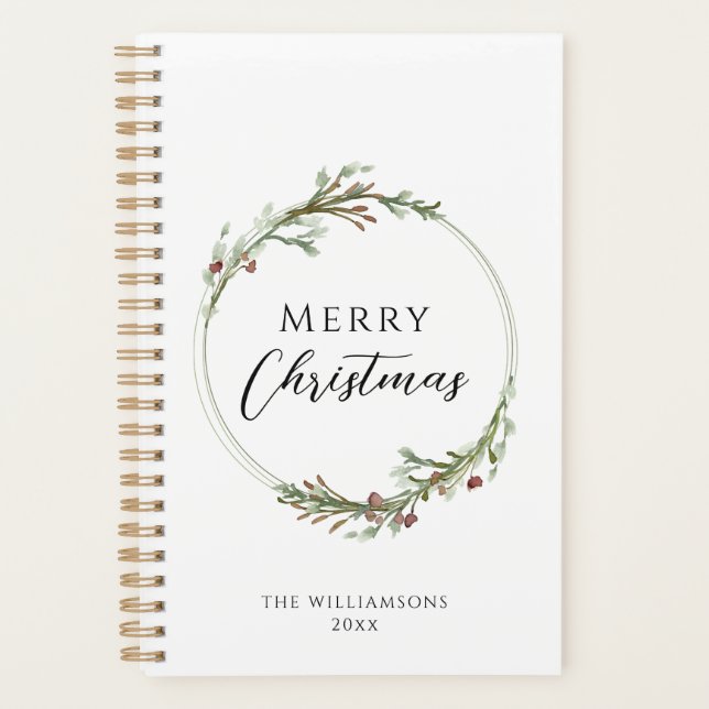 Frohe Weihnachten Minimalistischer Kranz Planer (Vorderseite)