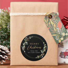Frohe Weihnachten Minimalistischer Kranz Runder Aufkleber