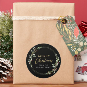 Frohe Weihnachten Minimalistischer Kranz Runder Aufkleber