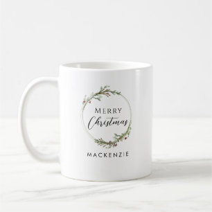Frohe Weihnachten Minimalistischer Namens-Kranz Kaffeetasse