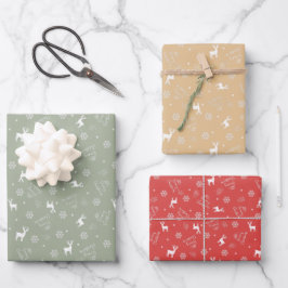 Frohe Weihnachten Minimalistisches Muster Geschenkpapier Set